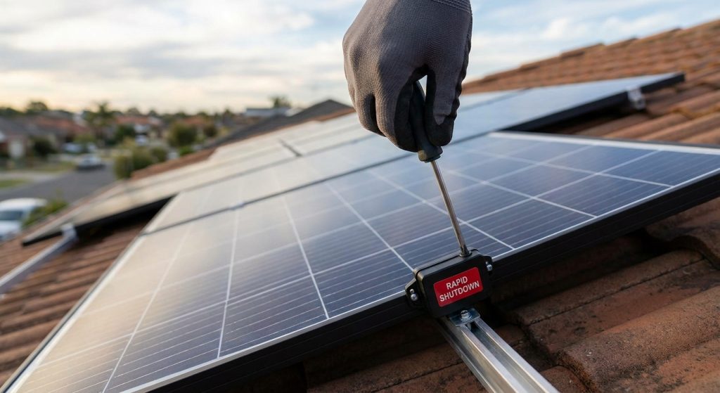 How to install a rapid shutdown device on a solar array