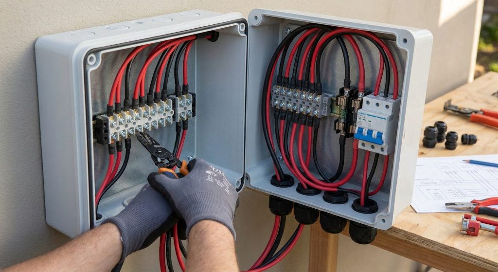 How to wire a solar combiner box for multiple panel strings