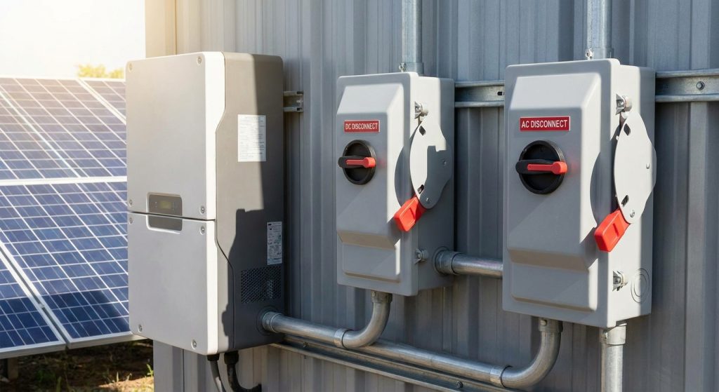 Solar AC and DC disconnect switches for grid-tie systems