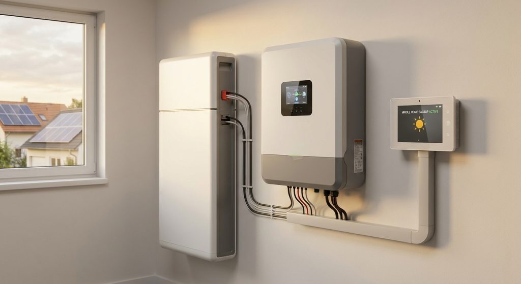 Solar inverters for whole-home backup during grid outages